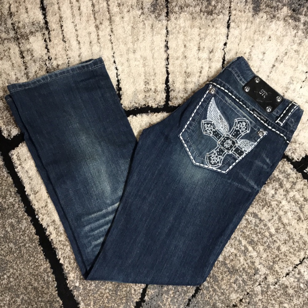 💙 Miss Me Cross Wing Distressed Denim Jean - Picture 15 of 15